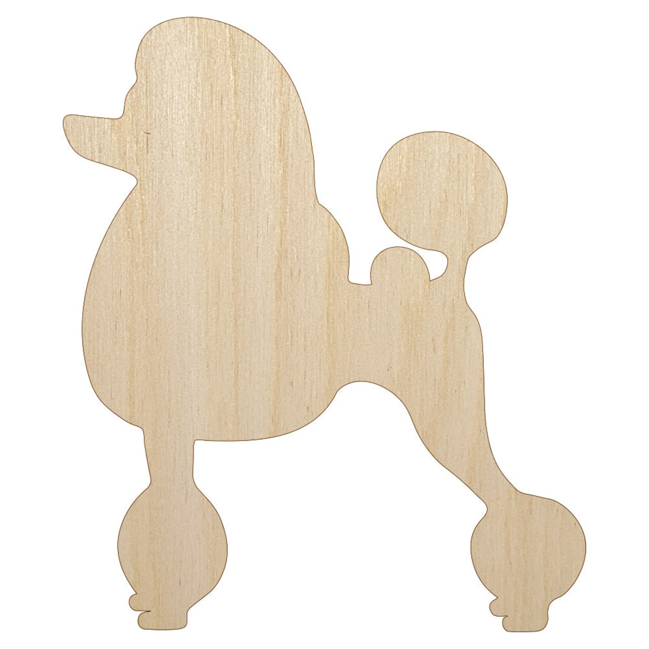 Standard Poodle Dog Solid Unfinished Wood Shape Piece Cutout for DIY Craft Projects